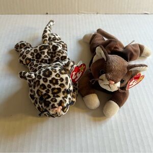 2 TY Beanie Babies Pounce & Freckles